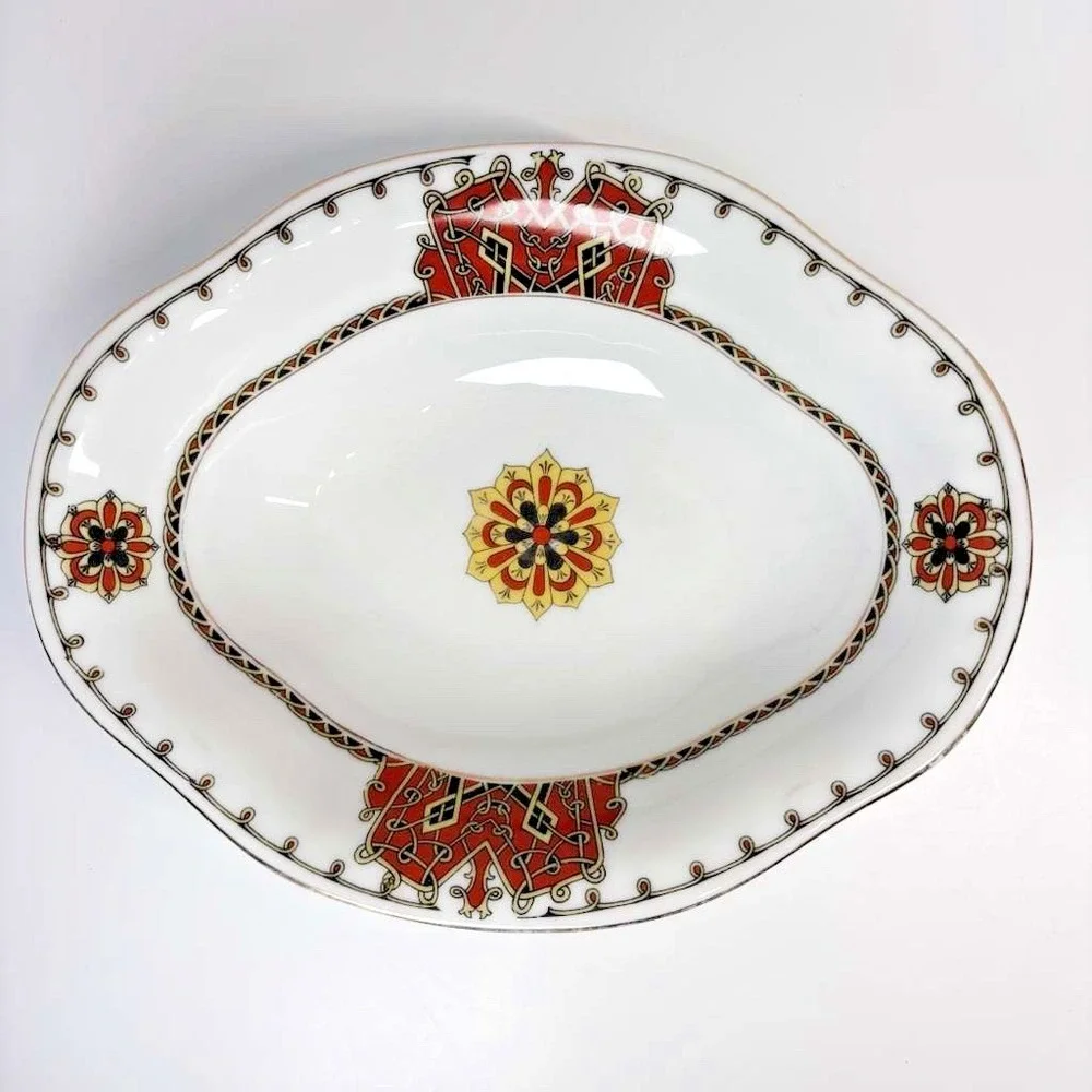 Antique C Tielsch Altwasser Germany Porcelain Oval Serving Bowl Moorish 1909